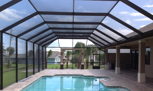 Inside view of stunning new screen enclosure for pool